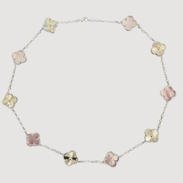 Van Cleef Pink Necklace ( Silver / Gold )