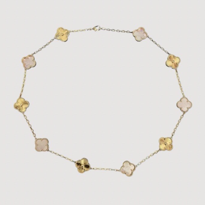 Van Cleef Pink Necklace ( Silver / Gold )